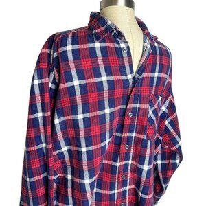 Big Creek Clothing Co Flannel Shirt Mens Size L Red Blue White Button Front